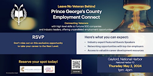 Image principale de Leave No Veteran Behind Prince George's County Employment Connect Event