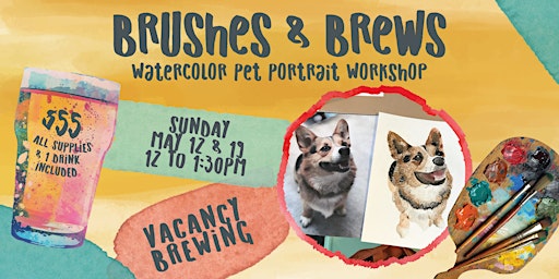 Imagen principal de Brushes & Brews: Watercolor Pet Workshop