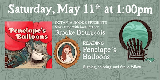 Imagem principal do evento Afternoon Story Time with the Author: Penelope's Balloons
