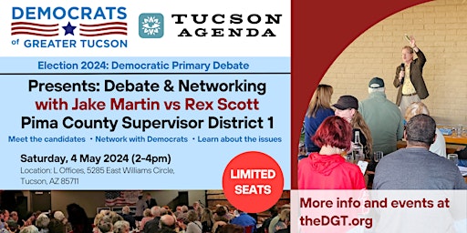 Imagem principal de LIVE Democratic Primary Debate & Meetup (Pima County Supervisor District 1)