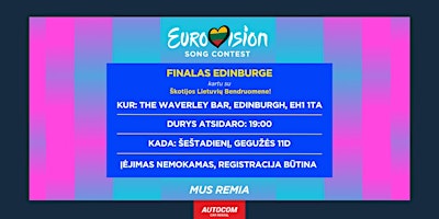 Hauptbild für Stebėkite Eurovizijos finalą kartu su Škotijos lietuvių bendruomene!