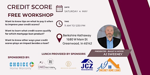 Imagem principal do evento How to improve your Credit Score and Why. - FREE Public workshop