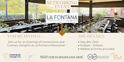 Image principale de Evening of Connections and Culinary Delights at La Fontana Ristorante!