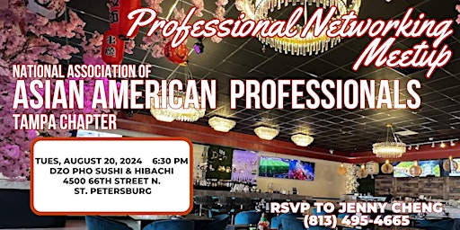 Image principale de Tampa Asian American Professionals August Networking Meetup
