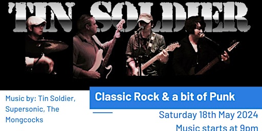 Imagem principal do evento Live Music: Tin Soldier, Supersonic, The Mongcocks