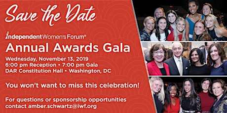 2019 Annual Awards Gala | Independent Women's Forum primary image