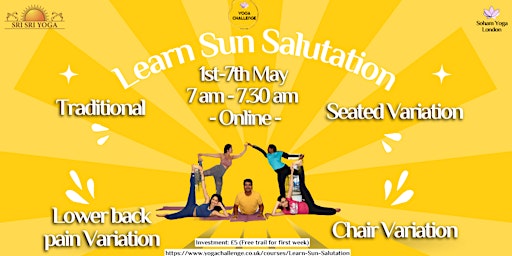 Image principale de Learn Sun Salutation - Free 7 days May Yoga Challenge
