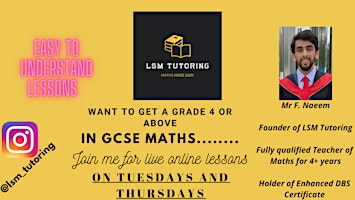 LSM Tutoring Live Online GCSE Maths Lesson (Tuesday 7th May 2024) primary image
