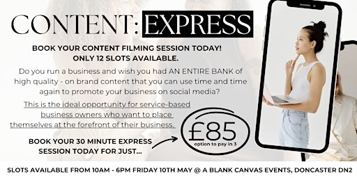 Primaire afbeelding van Content:Express - Book Your Content Filming Session