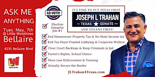 Primaire afbeelding van Joseph L Trahan for Senate District 15: Ask me Anything