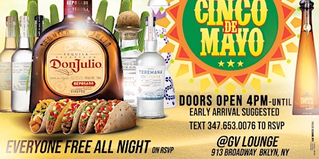 CINCO DE MAYO DAYPARTY • EVERYONE FREE ON RSVP ONLY • CELEBRATE YOUR BDAY