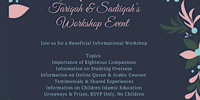 Imagem principal do evento Tariqah & Sadiiqah’s Workshop Event