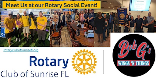 Imagem principal do evento Sunrise Rotary Social Event at Bob Gs Wings and Things