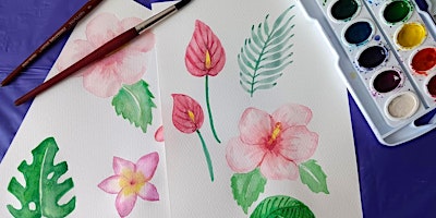 Imagen principal de Painting Tropical Watercolor Flowers