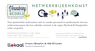 Image principale de VIB Netwerk Café | Vrijdag 31 mei 2024 | 9:30 uur | Leiden