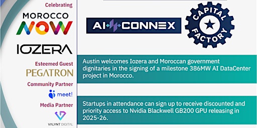 Primaire afbeelding van AI CONNEX x Capital Factory Welcomes The Kingdom of Morocco & AI Mixer!