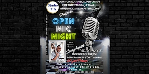 Imagem principal do evento Open Mic Night with Special Guest Saxophonist Eric Brown