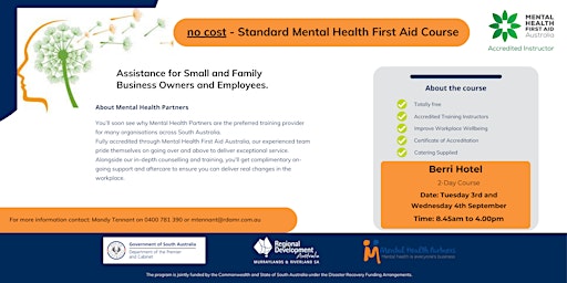 Sold Out  - Mental Health First Aid Course  - Berri Hotel