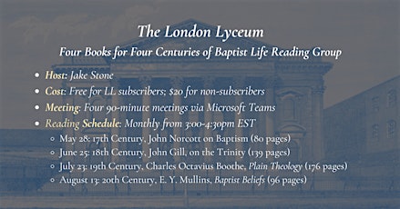 The London Lyceum Baptist Reading Group with Jake Stone