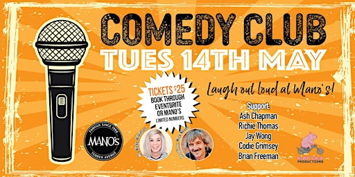 Primaire afbeelding van Mano's Comedy Club Tuesday 14th May 2024!