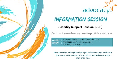 Imagem principal de Information Session: Disability Support Pension (DSP)- Busselton