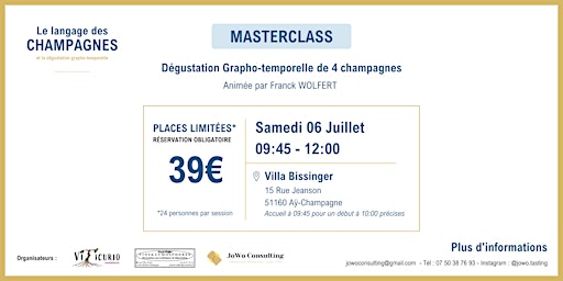 Immagine principale di Masterclass #2 - Dégustation Grapho-temporelle 4 champagnes Franck Wolfert 