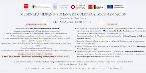 Imagem principal do evento IV Jornada hispano-rumana de Cultura y Documentación