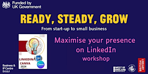 Maximise your presence on LinkedIn -  Ready Steady Grow workshop.  primärbild
