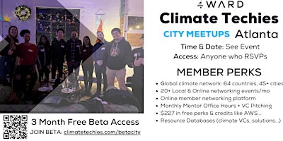 Climate Techies Atlanta Monthly Member Sustainability & Networking Meetup primary image