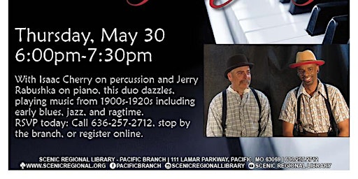 Image principale de Cherry & Jerry: Ragtime, Early Blues Scenic Regional Pacific Library Branch