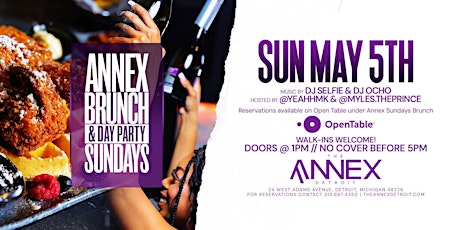 Annex Brunch & Day Party Sunday on May 5