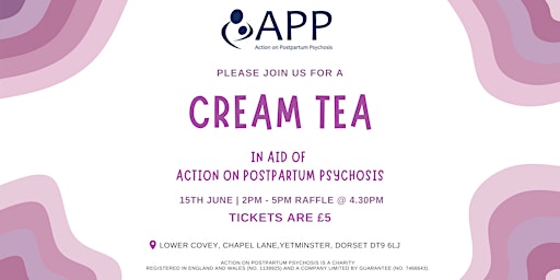 Imagem principal do evento Lower Covey Cream Tea in aid of Action on Postpartum Psychosis