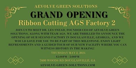 Ribbon Cutting AGS Factory 2 Headquarters primary image