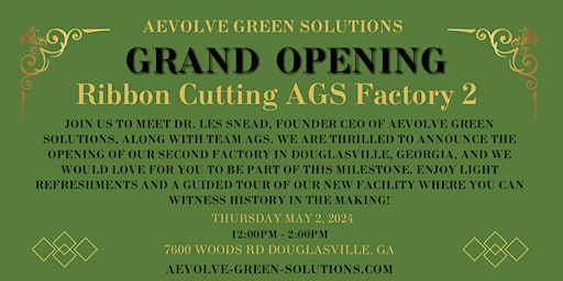 Imagem principal do evento Ribbon Cutting AGS Factory 2 Headquarters