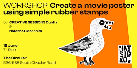 Create a minimalistic movie poster using simple rubber stamps
