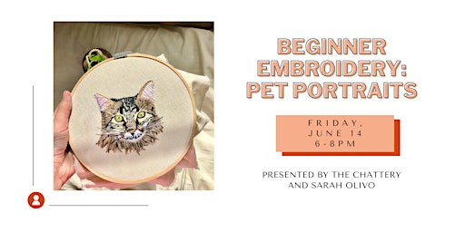 Primaire afbeelding van Beginner Embroidery: Pet Portraits - IN-PERSON CLASS