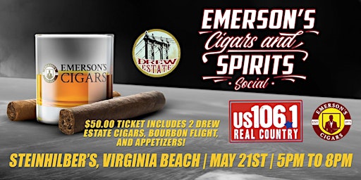 Imagem principal do evento Emerson's Cigars and Spirits Social ft. Drew Estate Cigars