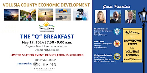 Primaire afbeelding van Volusia County Economic Development "Q" Breakfast - May 17, 2024