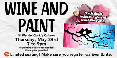 Imagem principal do evento Wine and Paint at Wendel Clark's