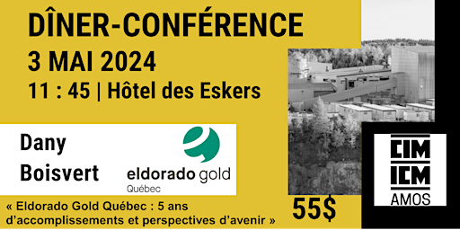 Imagem principal do evento Dîner-conférence Eldorado Gold Semaine minière 2024