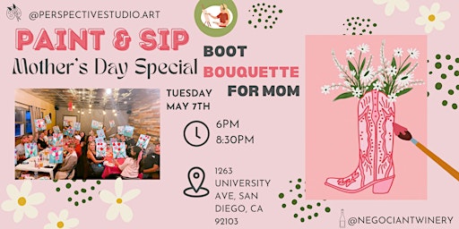 Imagem principal do evento Boot Bouquet for Mom Paint & Sip