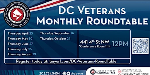 Immagine principale di D.C. Mayor's Office of Veterans Affairs Roundtable 