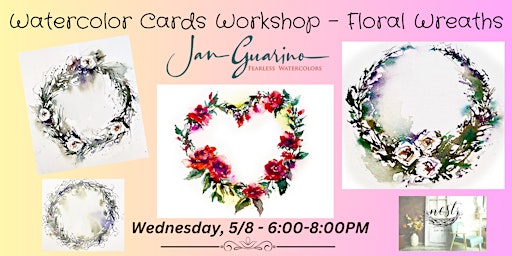 Imagem principal do evento Floral Wreath Cards in Fearless Watercolors with Jan Guarino