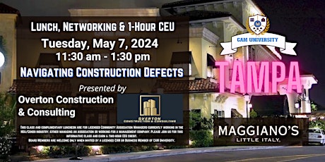 CAM U TAMPA Complimentary Lunch and 1-Hr OPP CEU |  Maggiano's Little Italy