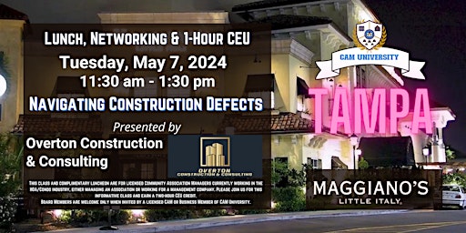 Imagen principal de CAM U TAMPA Complimentary Lunch and 1-Hr OPP CEU |  Maggiano's Little Italy