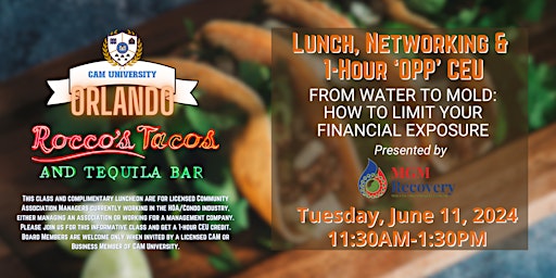 CAM U ORLANDO Complimentary Lunch and 1-Hour OPP  CEU at Rocco's Tacos primary image
