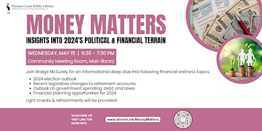 Primaire afbeelding van Money Matters: Insights into 2024's Political and Financial Terrain