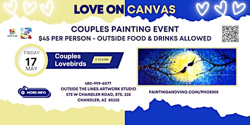 Imagem principal do evento Love on Canvas - Couples Painting Event -  Couples Lovebirds
