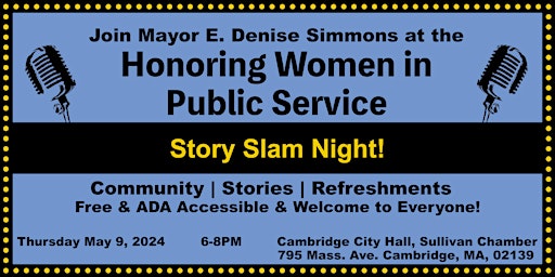 Primaire afbeelding van Honoring Women in Public Service Story Slam Night!