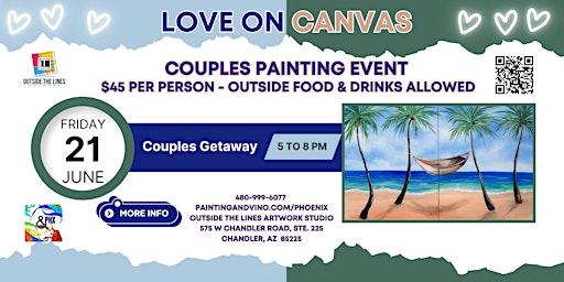 Image principale de Love on Canvas - Couples Painting Event -  Couples Getaway